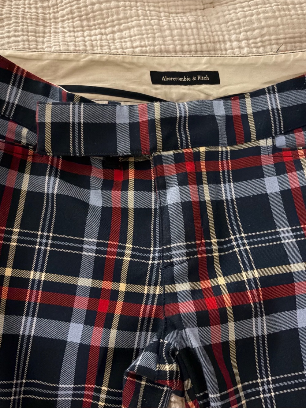 Abercrombie Vintage Y2K Plaid Women’s Flare Pants - Navy, Red, Plaid - SZ 6 - Picture 4 of 7